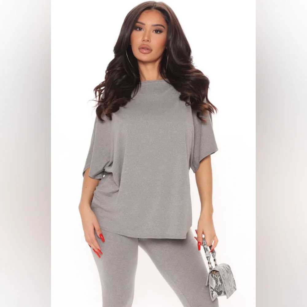 Gray Off-Shoulder Top and Leggings Set (XL) - Picture 5 of 11